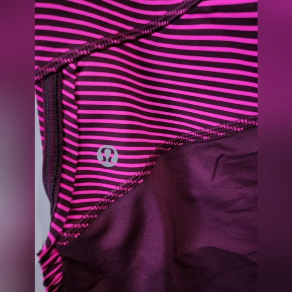 Lululemon Run For Your Life Crop Hyper Stripe Plum Pow Raspberry Glo Light Sz 10 - Picture 5 of 7